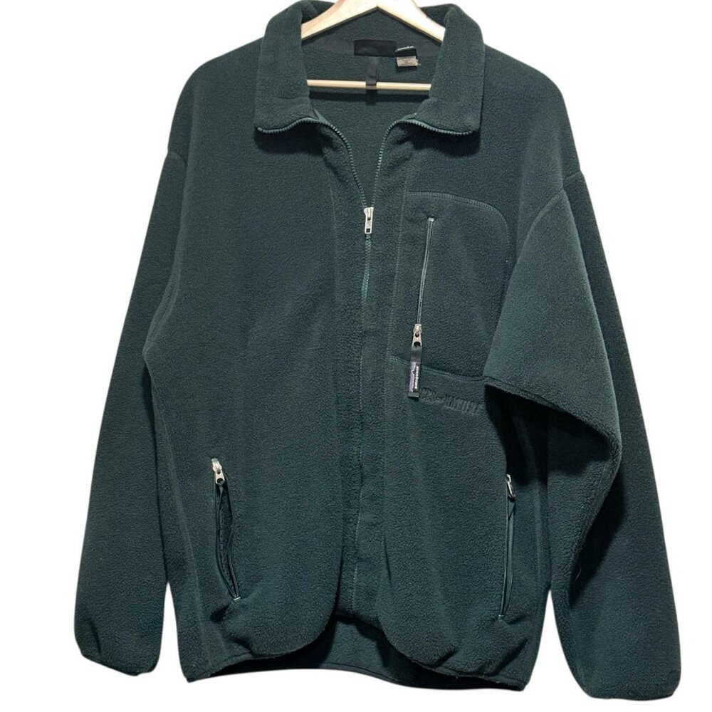 Vintage Patagonia 25410 Size Large Hunter Green Synchilla Mens Zip Fleece Jacket - Picture 2 of 11